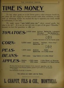 An ad encouraging grocers to buy their canned goods - including tomatoes - from this company in 1898.